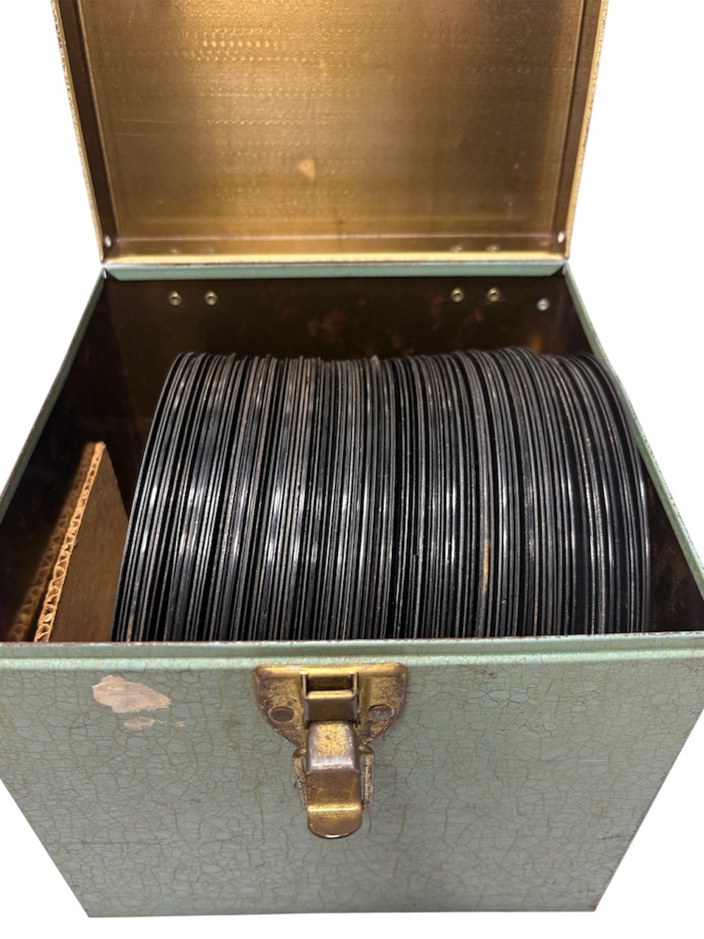 Vintage 45 RPM Record Storage Case with 90 Records